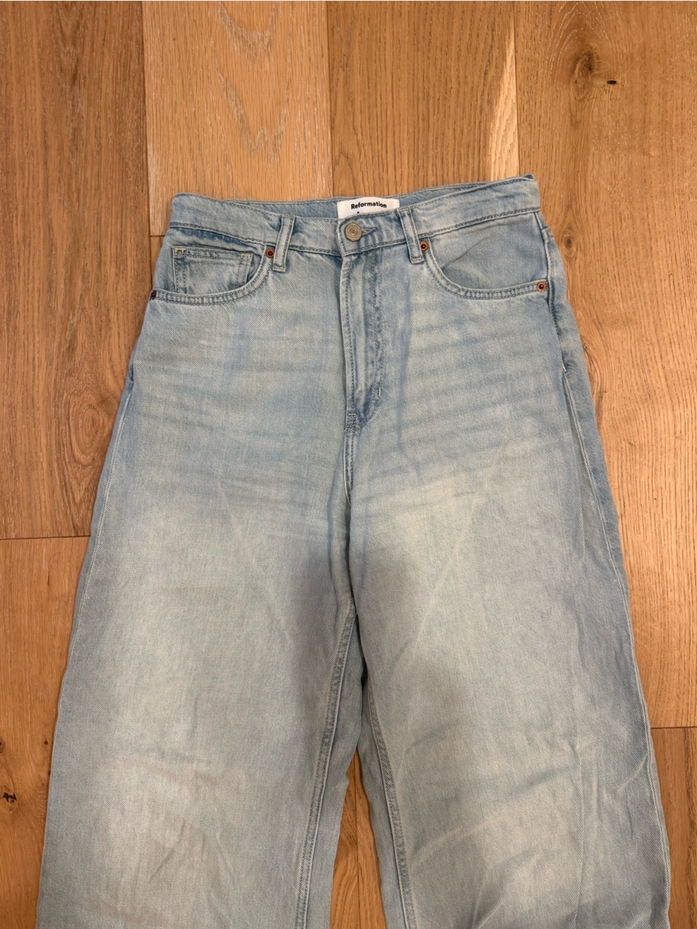 Light Wash Reformation Jeans - wide leg Style